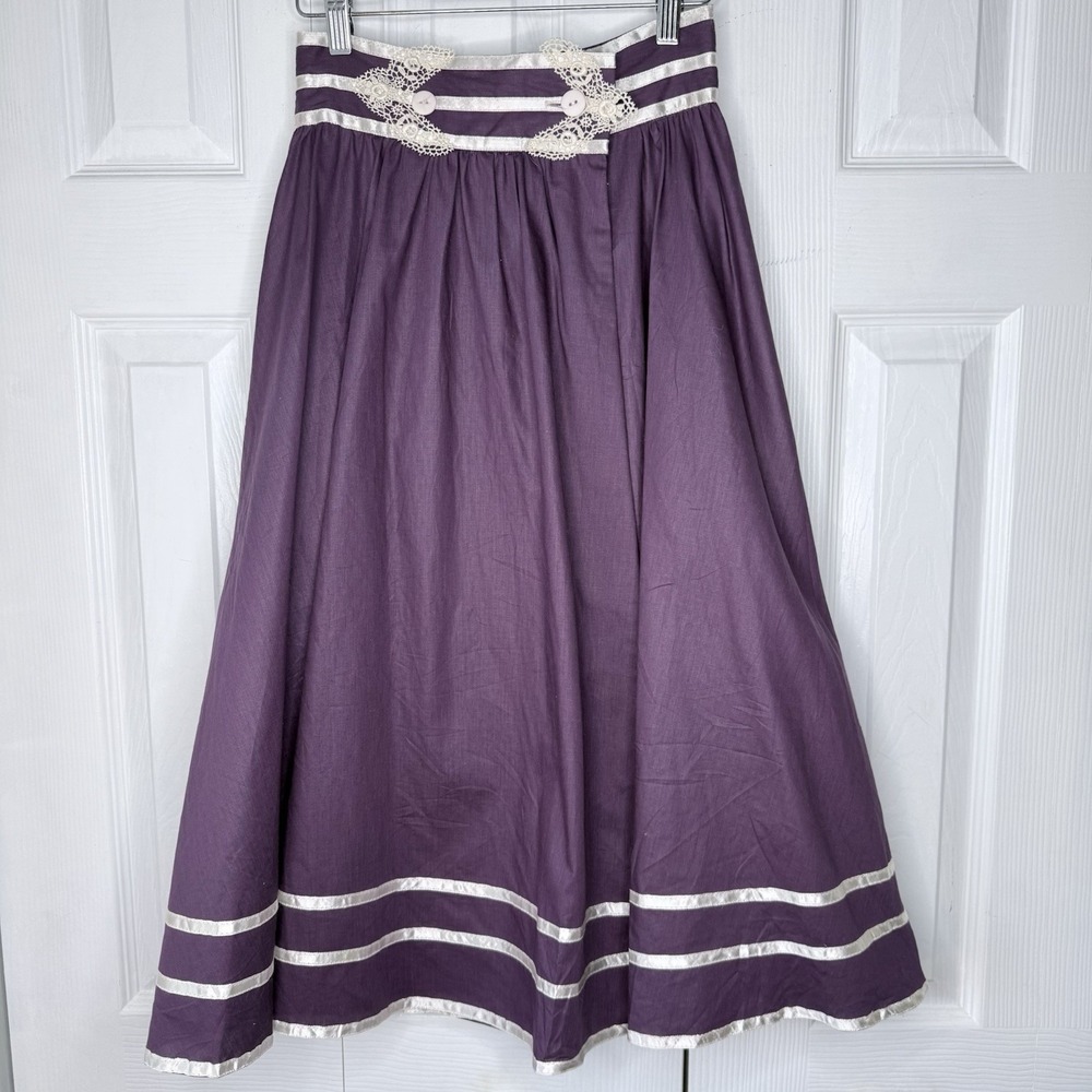 Vtg 70s Gunne Sax Jessicas Gunnies Purple Prairie Skirt Lace Cottagecore Goth S
